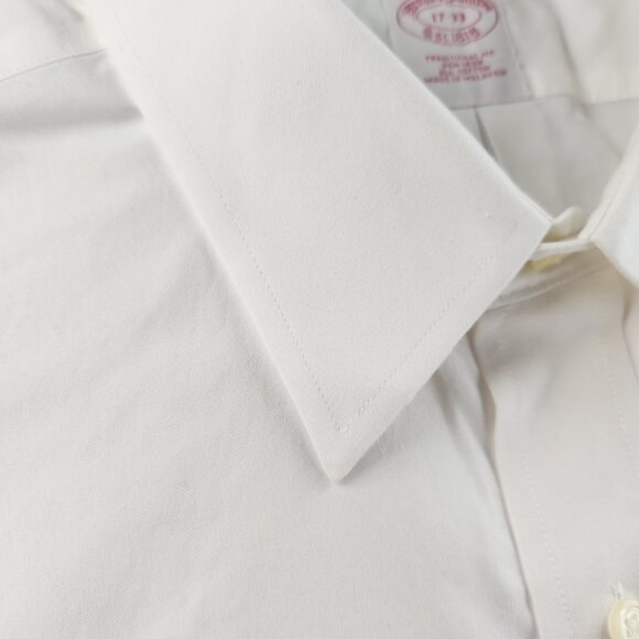 Brooks Brothers All Cotton Point 17 33 Traditional Non-Iron White Button Up Men - Picture 8 of 16